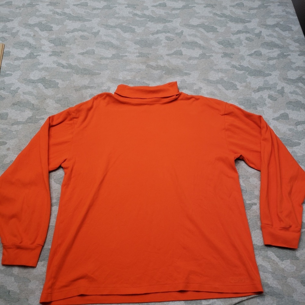 C.C. Filson Co. Shirt Mens Medium Orange Pullover Long Sleeve Mock Neck Outdoors